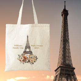 Custom Paris Trip Eiffel Tower Floral Tygkasse