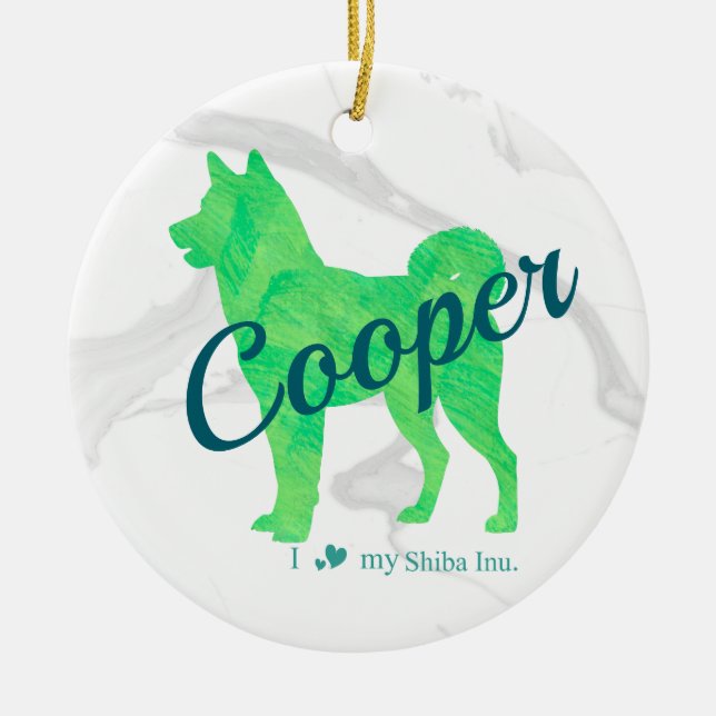 Custom Pastel Blue Shiba Inu Silhouette  Ornament (Framsidan)