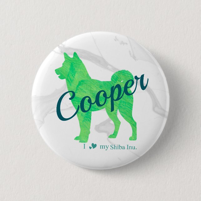 Custom Pastel Green Shiba Inu Silhouette Badge Knapp (Framsida)