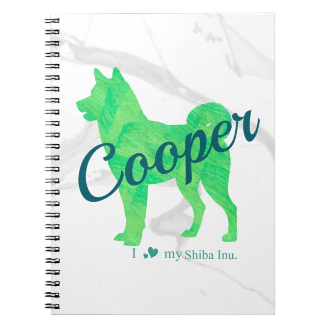 Custom Pastel Green Shiba Inu Silhouette  Notebook Anteckningsbok (Framsidan)