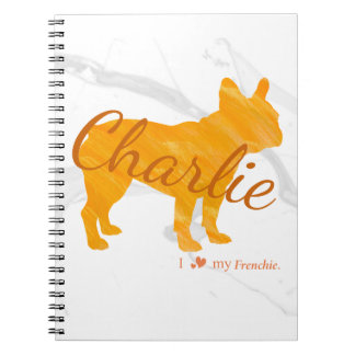 Custom Pastel Orange French Bulldog - Frenchie Anteckningsbok