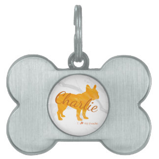 Custom Pastel Orange French Bulldog - Frenchie ID-bricka Husdjur