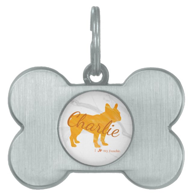Custom Pastel Orange French Bulldog - Frenchie ID-bricka Husdjur (Framsidan)