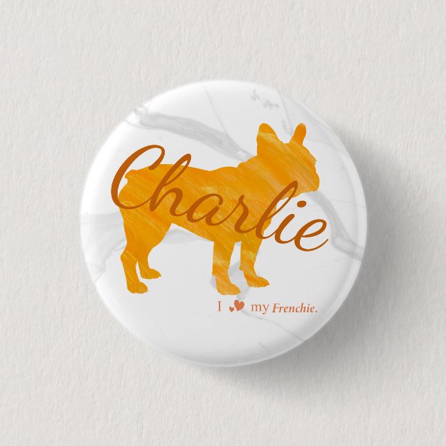 Custom Pastel Orange French Bulldog - Frenchie Knapp (Framsida)