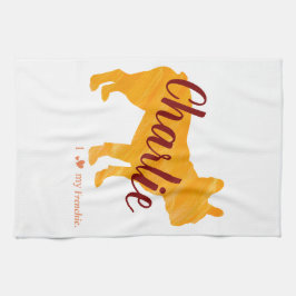 Custom Pastel Orange French Bulldog - Frenchie Kökshandduk