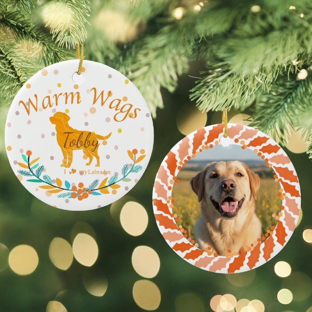 Custom Pastel Orange Labrador Retriever Christmas  Julgransprydnad Keramik (Skapare uppladdad)