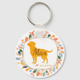 Custom pastel orange labrador retriever keychain nyckelring