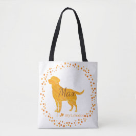 Custom pastel orange Labrador Retriever tote bag Tygkasse