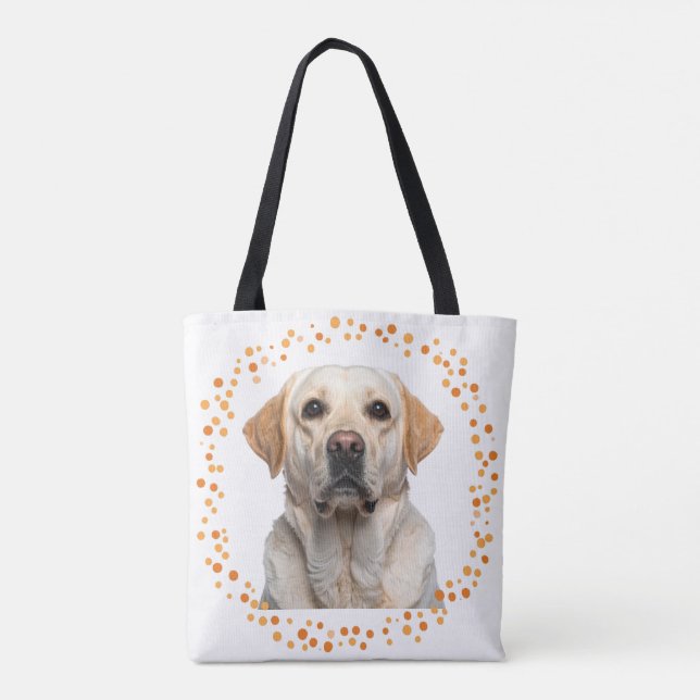 Custom pastel orange Labrador Retriever tote bag Tygkasse (Baksida)