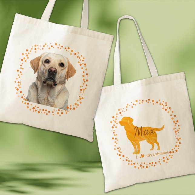 Custom pastel orange Labrador Retriever tote bag Tygkasse (Skapare uppladdad)