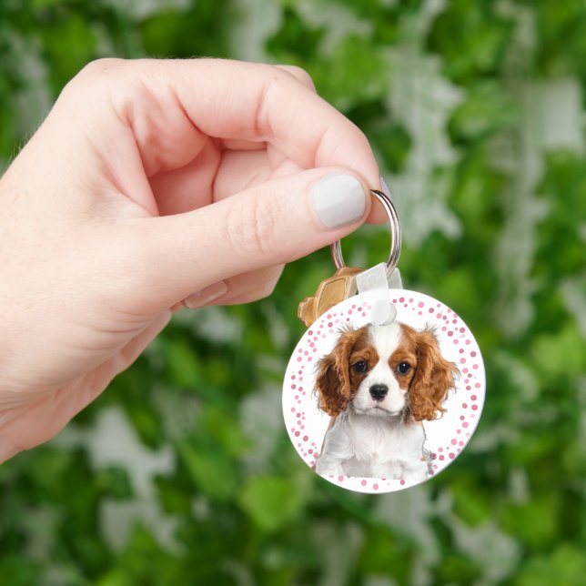 Custom pastel pink cavalier keychain Photo  Nyckelring (Hand)