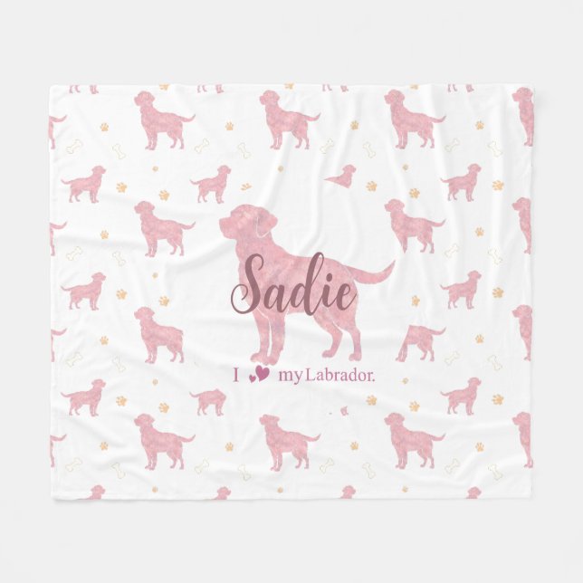 Custom Pastel pink Labrador retriever blanket gift Fleecefilt (Framsidan (Horisontell))