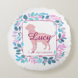 Custom pastel pink Labrador Retriever throw pillow Rund Kudde