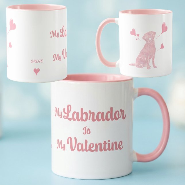 Custom Pastel Pink Labrador Valentine Mug, Name Mugg (Skapare uppladdad)