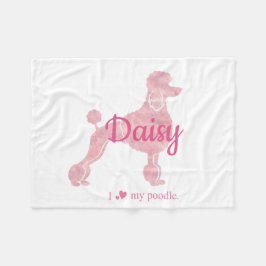 Custom Pastel Pink Poodle Silhouette Blanket Fleecefilt