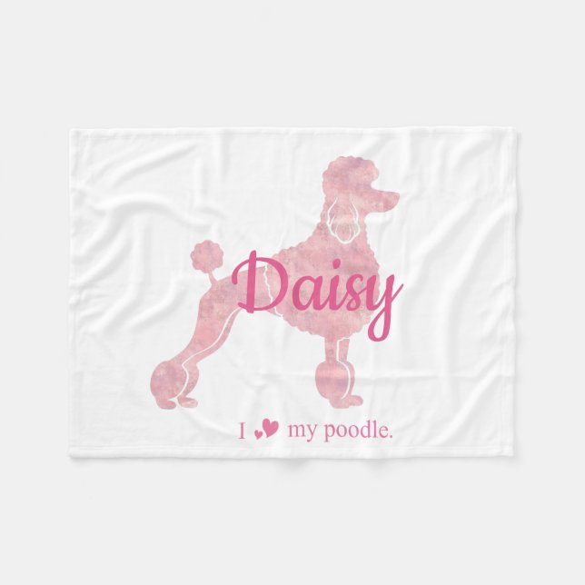 Custom Pastel Pink Poodle Silhouette Blanket Fleecefilt (Framsidan (Horisontell))
