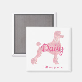 Custom Pastel Pink Poodle Silhouette Magnet