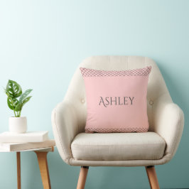 Custom Pastel Pink Throw Pillow | Name & Initials Kudde