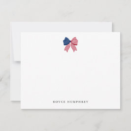 Custom Patriotic Bow Note Card Anteckningskort