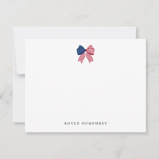 Custom Patriotic Bow Note Card Anteckningskort