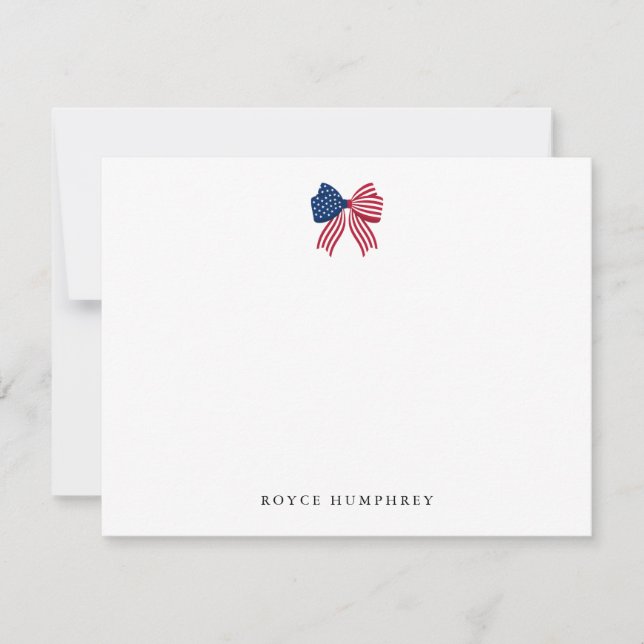 Custom Patriotic Bow Note Card Anteckningskort (Framsida)