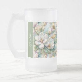 Custom Pattern Elegant Magnolia Flowers Frostat Ölglas