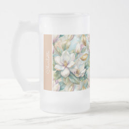 Custom Pattern Elegant Magnolia Flowers Frostat Ölglas
