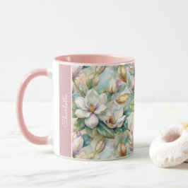 Custom Pattern Elegant Magnolia Flowers Mugg