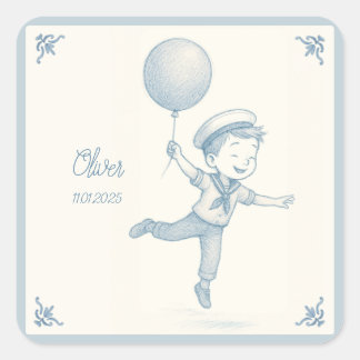 Custom personalized baby boy name  fyrkantigt klistermärke