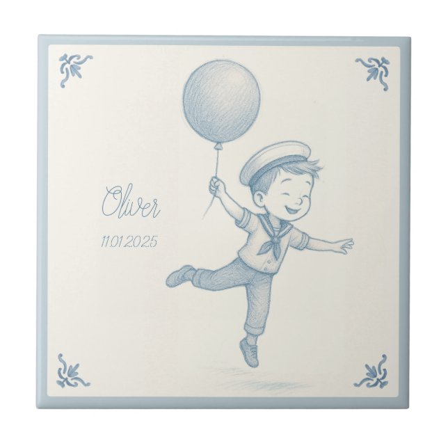 Custom personalized baby boy name  kakelplatta (Framsidan)