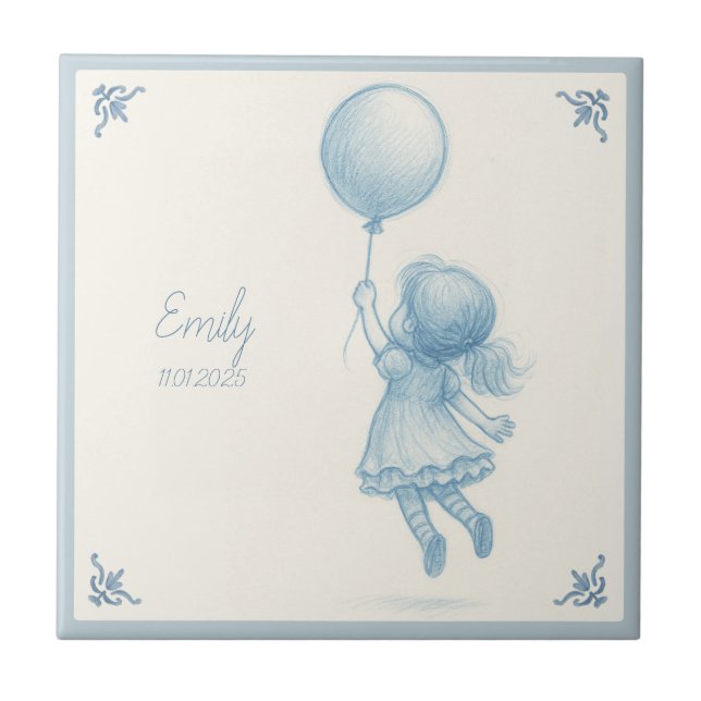 Custom personalized baby girl name  kakelplatta (Framsidan)