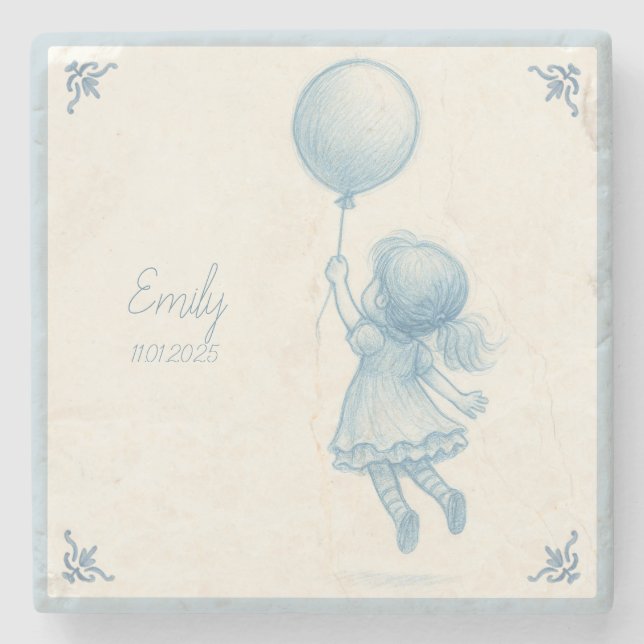 Custom personalized baby girl name  stenunderlägg (Framsidan)