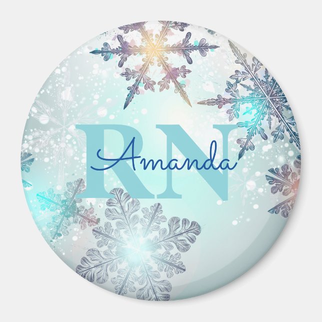 Custom Personalized Blue Name RN Nurse Magnet (Framsidan)
