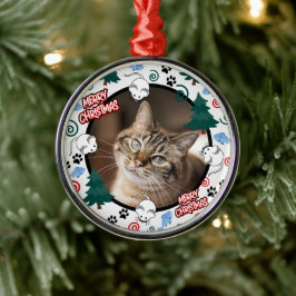 Custom Personalized Cat Pet Photo Christmas Julgransprydnad Metall