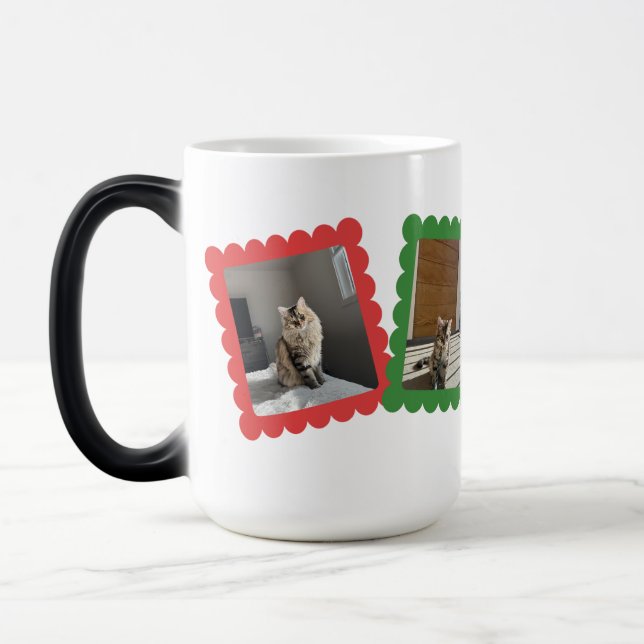Custom Personalized Cat Photo - 2 Photo  Magisk Mugg (Vänster)