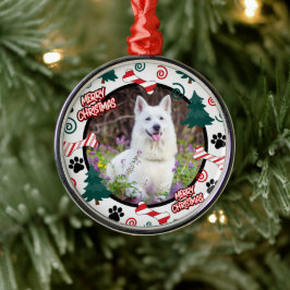Custom Personalized Dog Photo Christmas Julgransprydnad Metall