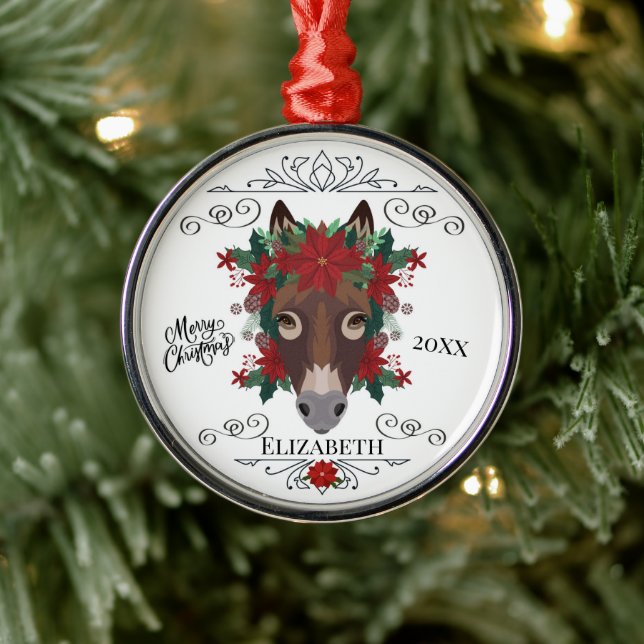 Custom Personalized Donkey Christmas Julgransprydnad Metall (Träd)