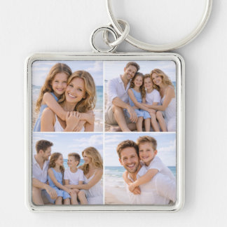 Custom Personalized Family Photo Fyrkantig Silverfärgad Nyckelring