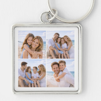 Custom Personalized Family Photo Fyrkantig Silverfärgad Nyckelring