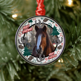 Custom Personalized Horse Photo Christmas Julgransprydnad Metall