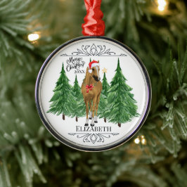 Custom Personalized Horse Watercolor Christmas Julgransprydnad Metall