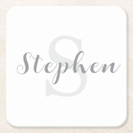 Custom Personalized Monogram Script Name Drink Underlägg Papper Kvadrat
