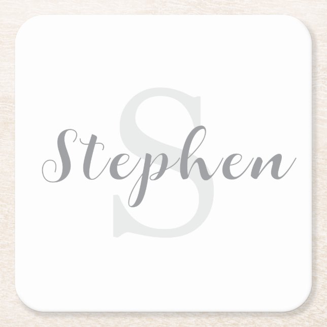 Custom Personalized Monogram Script Name Drink Underlägg Papper Kvadrat (Framsidan)
