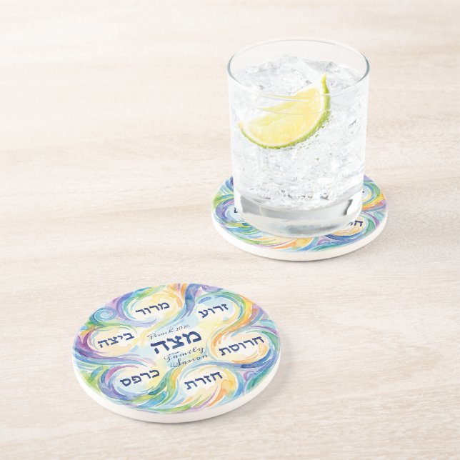 Custom Pesach Seder Plate in Hebrew for Passover  Underlägg (Sidan)
