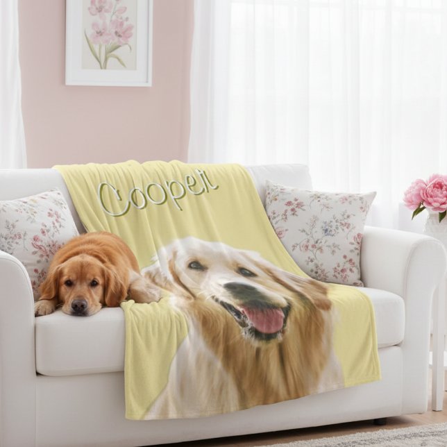 Custom Pet Face Personalized Name Dog Cat Photo  Fleecefilt (Custom Pet Face Personalized Name Dog Cat Photo Fleece Blanket)