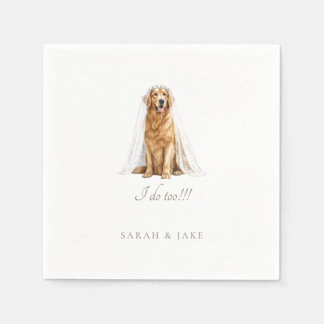 Custom Pet in Wedding Veil Wedding Napkins Pappersservett (Framsidan)