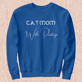 Custom Pet Lover White Script Cat Mom Deep Royal T Shirt