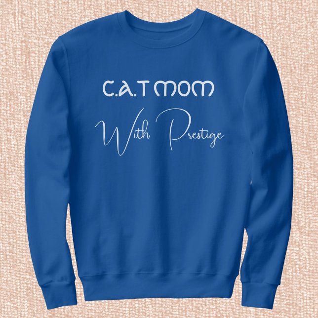 Custom Pet Lover White Script Cat Mom Deep Royal T Shirt (Skapare uppladdad)