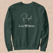 Custom Pet Lover White Script Cat Mom Forest Green