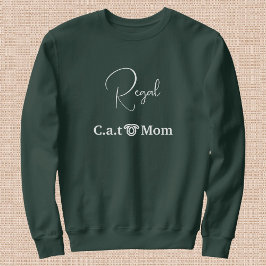 Custom Pet Lover White Script Cat Mom Forest Green T Shirt